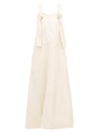 Matchesfashion.com Jil Sander - Knotted-strap Denim Dungaree Dress - Womens - Ivory