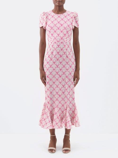 Rhode - Lulani Block-print Recycled-fibre Crepe Midi Dress - Womens - Pink Print