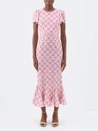 Rhode - Lulani Block-print Recycled-fibre Crepe Midi Dress - Womens - Pink Print