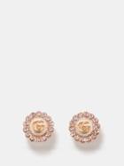 Gucci - Gg Marmont Crystal Stud Earrings - Womens - Pink Multi