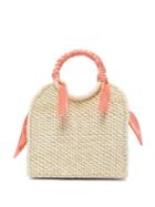 Matchesfashion.com Sensi Studio - Mini Silk Trimmed Straw Basket Bag - Womens - Coral