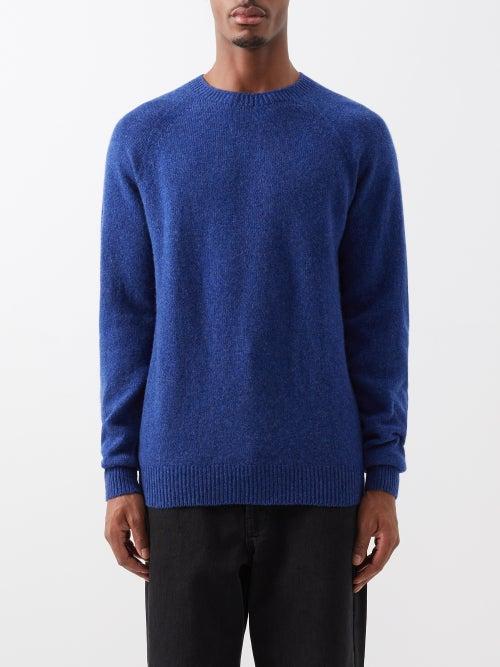 Sunspel - Crew-neck Raglan-sleeve Wool Sweater - Mens - Dark Blue