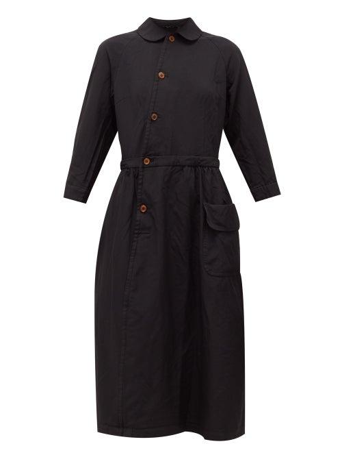 Matchesfashion.com Comme Des Garons Comme Des Garons - Peter Pan-collar Canvas Shirt Dress - Womens - Black