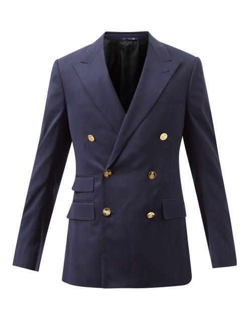 Ralph Lauren Purple Label - Double-breasted Wool Blazer - Mens - Navy