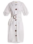 Isa Arfen Puff-sleeve Waist-belt Cotton Dress