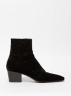 Saint Laurent - Vassili Cuban-heel Crushed-velvet Chelsea Boots - Mens - Black