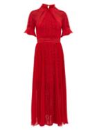 Matchesfashion.com Self-portrait - Twist Neck Georgette Midi Dress - Womens - Dark Red