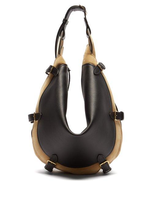 Matchesfashion.com Altuzarra - Play Large Buckled Leather And Suede Bag - Womens - Black Beige