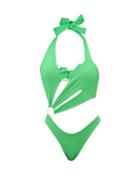 Louisa Ballou - Sex Wax Ring-embellished Recycled-fibre Swimsuit - Womens - Green