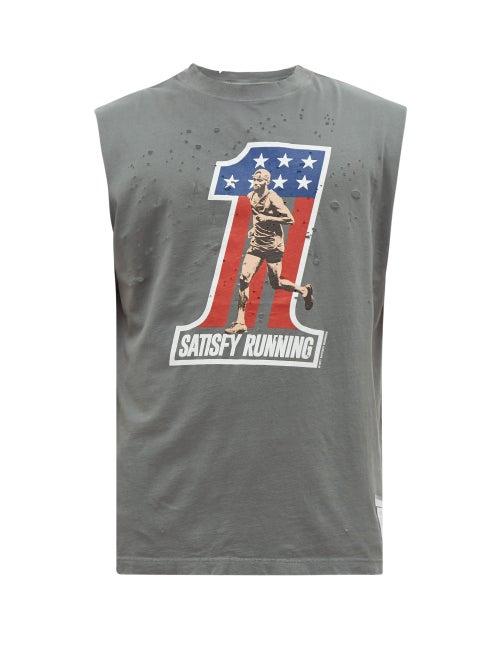 Matchesfashion.com Satisfy - Cult Moth Eaten Tank Top - Mens - Dark Grey