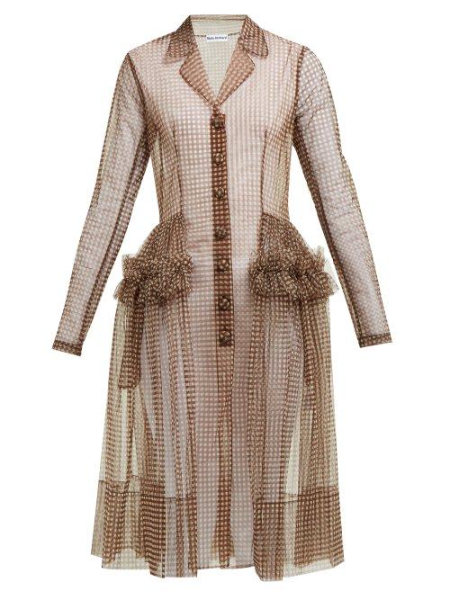 Matchesfashion.com Molly Goddard - Tiffany Gingham Tulle Shirtdress - Womens - Brown