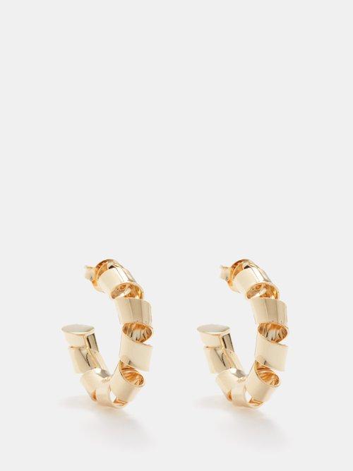 Joolz By Martha Calvo - Ribbon 14kt Gold-plated Hoop Earrings - Womens - Yellow Gold