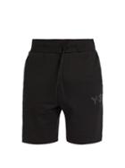 Matchesfashion.com Y-3 - Logo Print Drawstring Waist Cotton Shorts - Mens - Black