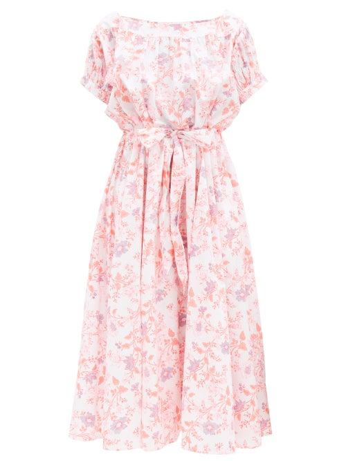 Matchesfashion.com Thierry Colson - Vera Floral-print Cotton Dress - Womens - Pink Print