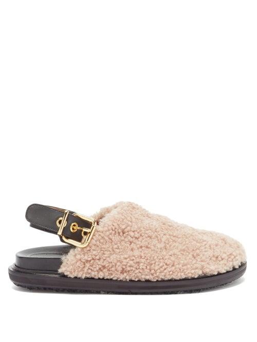 Matchesfashion.com Marni - Shearling Slingback Sandals - Womens - Pink