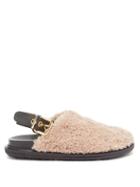 Matchesfashion.com Marni - Shearling Slingback Sandals - Womens - Pink