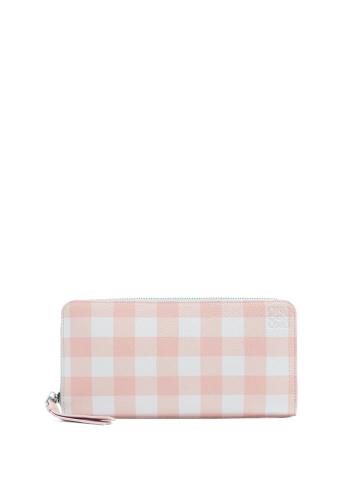 Loewe Gingham-print Zip-around Leather Wallet