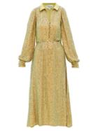 Matchesfashion.com Temperley London - Constellation Iridescent-crystal Satin Shirt Dress - Womens - Gold