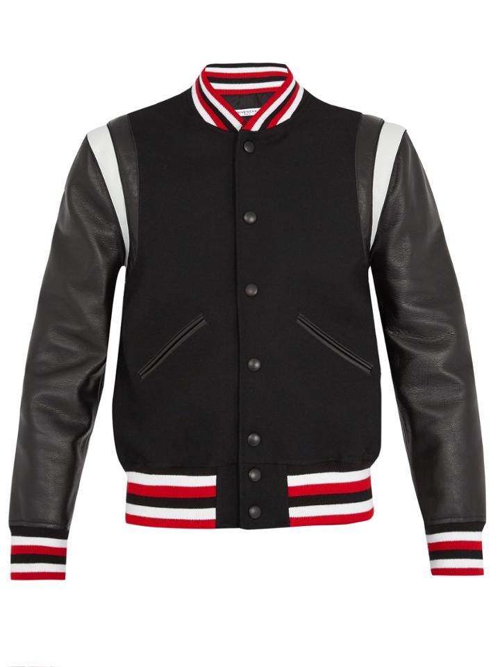 Givenchy Logo-appliqu Leather And Wool Bomber Jacket