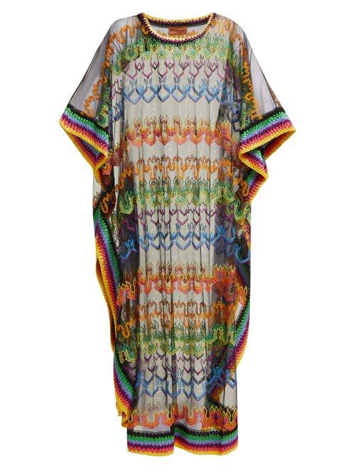 Matchesfashion.com Missoni Mare - Embroidered Mesh Kaftan - Womens - Black Multi
