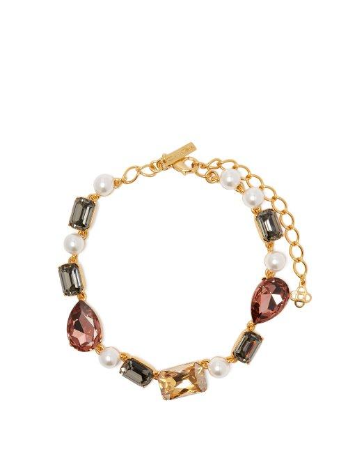 Matchesfashion.com Oscar De La Renta - Crystal And Faux Pearl Choker - Womens - Multi