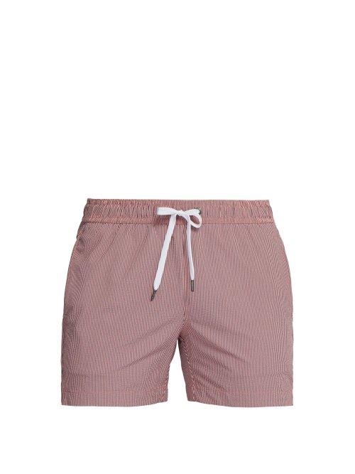 Matchesfashion.com Onia - Charles Striped Seersucker Swim Shorts - Mens - Light Orange