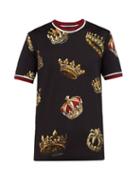 Matchesfashion.com Dolce & Gabbana - Crown Printed Cotton T Shirt - Mens - Black Multi