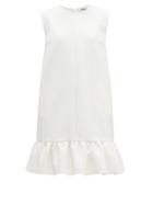 Matchesfashion.com Msgm - Ruffled Hem Crepe Mini Dress - Womens - White