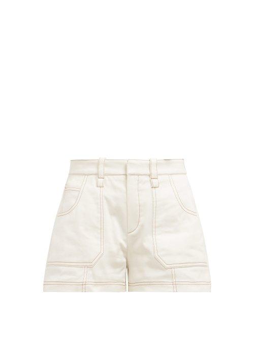 Matchesfashion.com Chlo - Contrast Stitching Cotton Shorts - Womens - Ivory