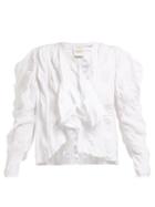 Matchesfashion.com A.w.a.k.e. Mode - Asymmetric Ruched Cotton Top - Womens - White