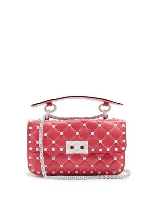 Matchesfashion.com Valentino - Free Rockstud Small Quilted Leather Cross Body Bag - Womens - Pink White