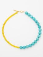 Timeless Pearly - Beaded Howalite & Gold-plated Necklace - Womens - Blue Orange
