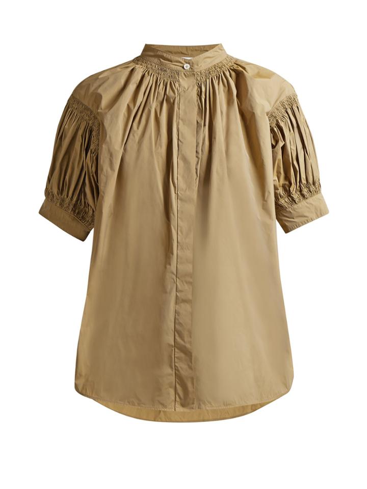 Jil Sander Grandad-collar Smocked Top
