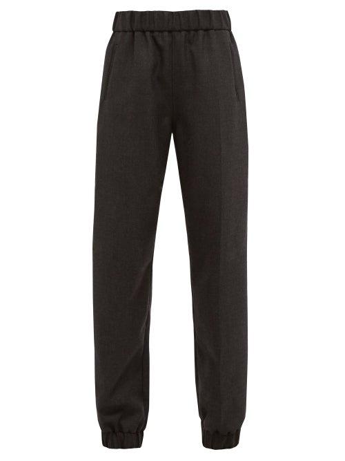 Matchesfashion.com Ganni - Tapered-leg Wool-twill Tailored Trousers - Womens - Dark Grey