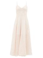 Matchesfashion.com Three Graces London - Carlota Striped Cut-out Linen Maxi Dress - Womens - Cream Stripe