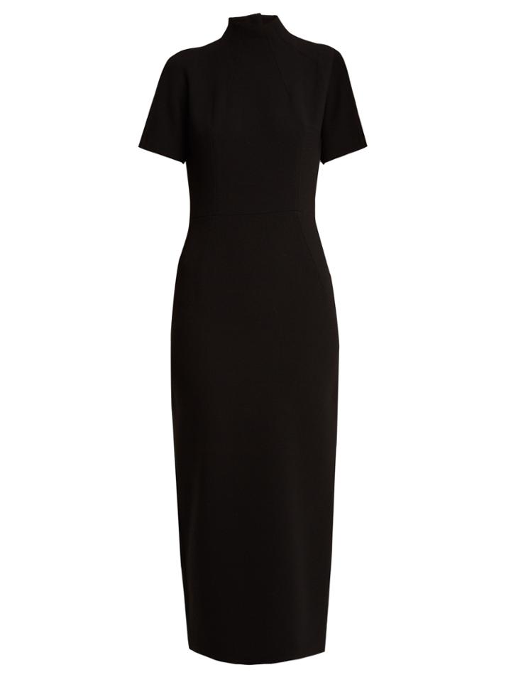 Emilia Wickstead Augusta Cut-out Back Wool-crepe Midi Dress