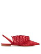 Matchesfashion.com Andrea Mondin - Odette Embroidered Ruffle Slingback Sandals - Womens - Red