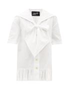 Elzinga - Exaggerated-collar Cotton-poplin Dress - Womens - White