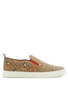 Matchesfashion.com Gucci - Mickey Mouse-print Gg-canvas Slip-on Trainers - Mens - Brown Multi