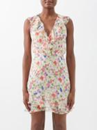 Saloni - Cece Floral-print Silk Mini Dress - Womens - Pink Multi