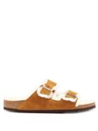 Matchesfashion.com Birkenstock - Arizona Two-strap Shearling-lined Suede Slides - Mens - Tan