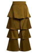 Osman Felix Flounce-panel Cropped Satin Trousers