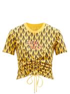 Ladies Rtw Paco Rabanne - Ciao Paco Geometric-print T-shirt - Womens - Yellow Multi