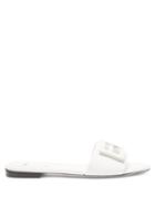 Ladies Shoes Fendi - Ff Cutout Leather Slides - Womens - White