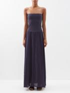 Eres - Ankara Zephyr Convertible Jersey Maxi Dress - Womens - Dark Blue