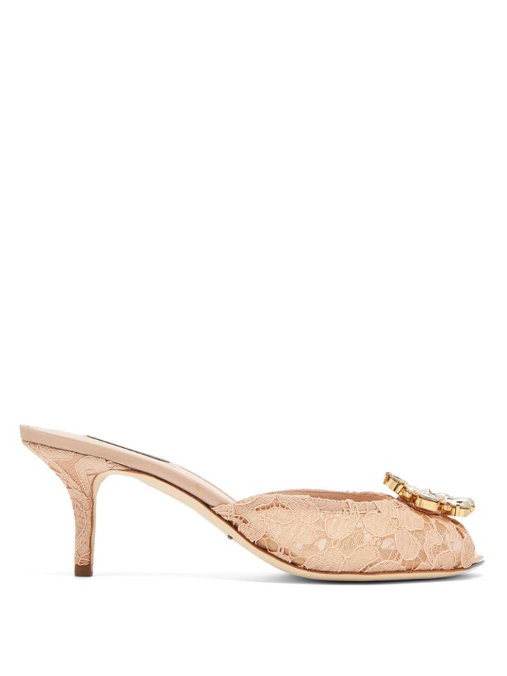 Dolce & Gabbana Keira Crystal-embellished Lace Mules