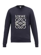 Matchesfashion.com Loewe - Anagram-embroidered Cotton-jersey Sweatshirt - Mens - Navy