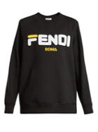 Matchesfashion.com Fendi - Flocked Logo Cotton Sweatshirt - Womens - Black Multi