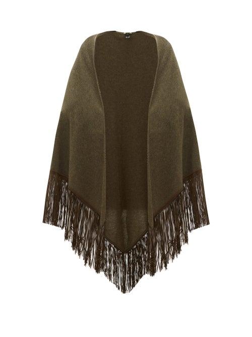 Matchesfashion.com Babjades - Suede Tassel Cashmere Shawl - Womens - Khaki