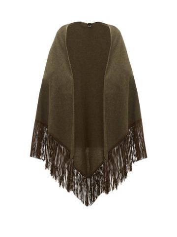 Matchesfashion.com Babjades - Suede Tassel Cashmere Shawl - Womens - Khaki